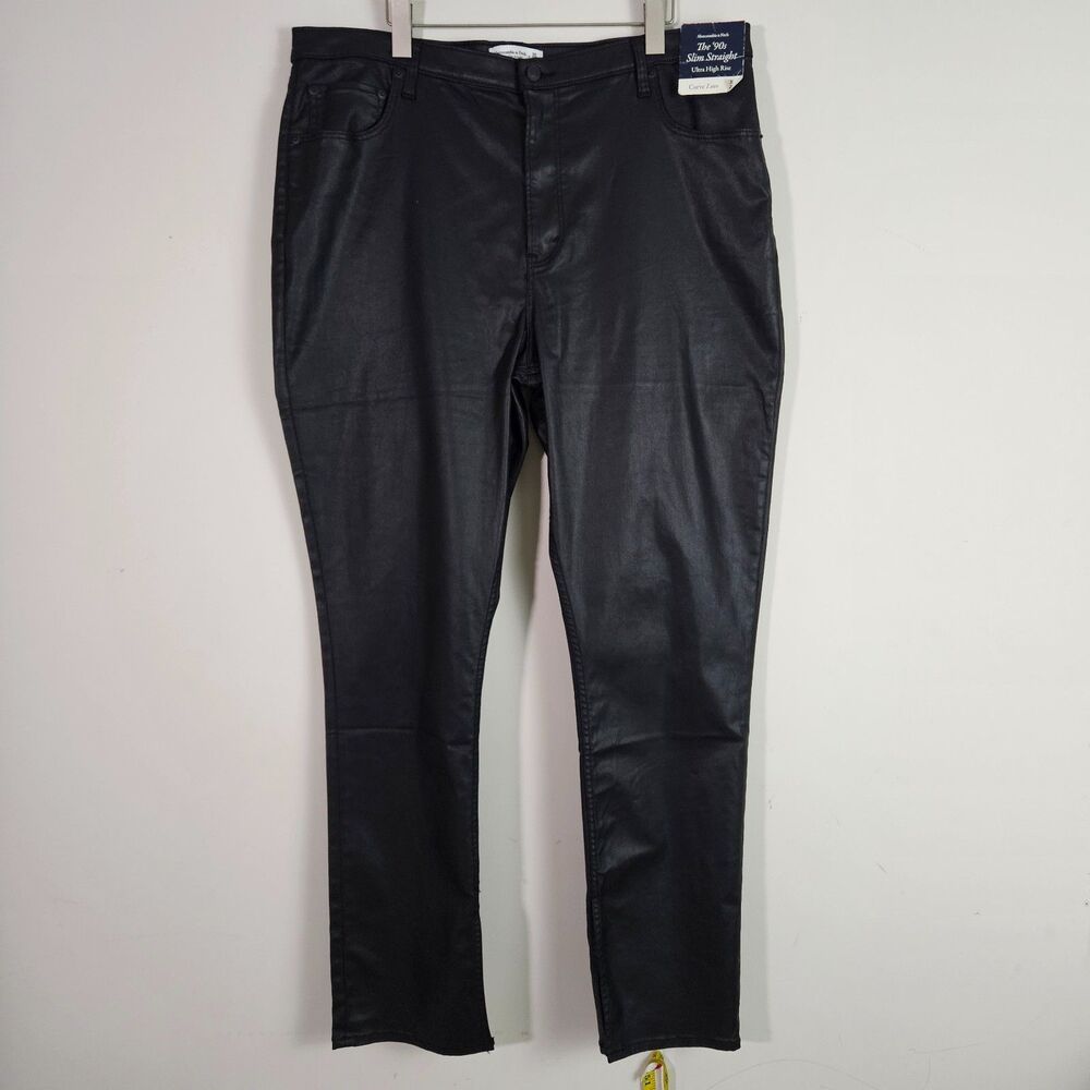 Abercrombie & Fitch Jeans 35 Black 90s Slim Straight Ultra High Rise Curve Love